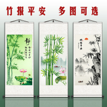 Painting decoration living room bamboo scroll hanging painting Zheng Banqiao vertical plate drawing bamboo newspaper safe porch decoration painting Zhaocai calligraphy painting