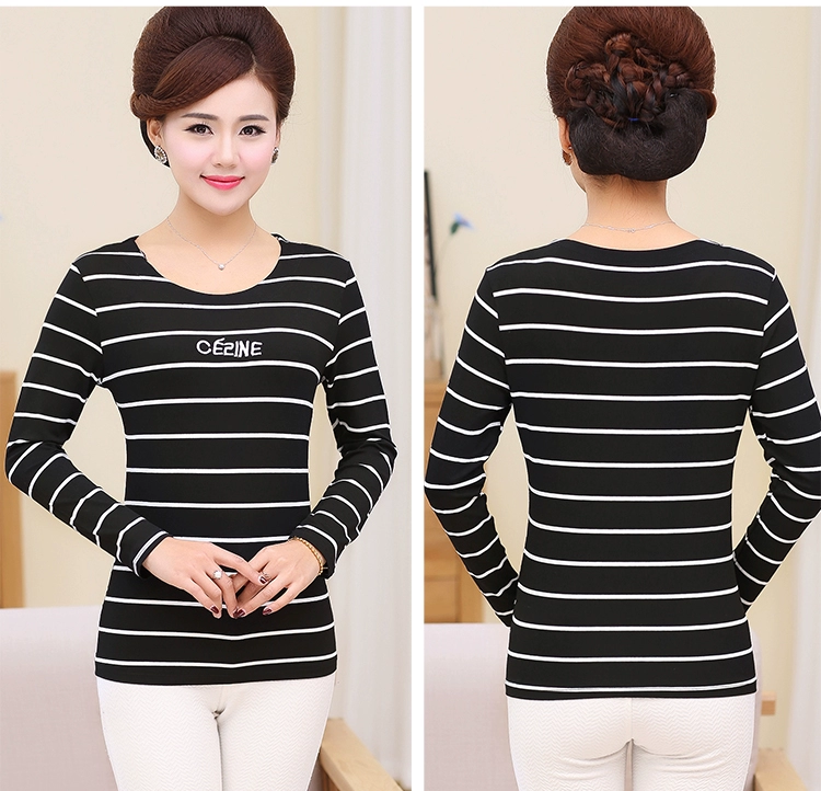 Áo thun dài tay áo ngắn tay ngắn tay đẫm máu cơ thể 桖 quần áo quần áo mùa thu áo sơ mi nữ trung niên cotton