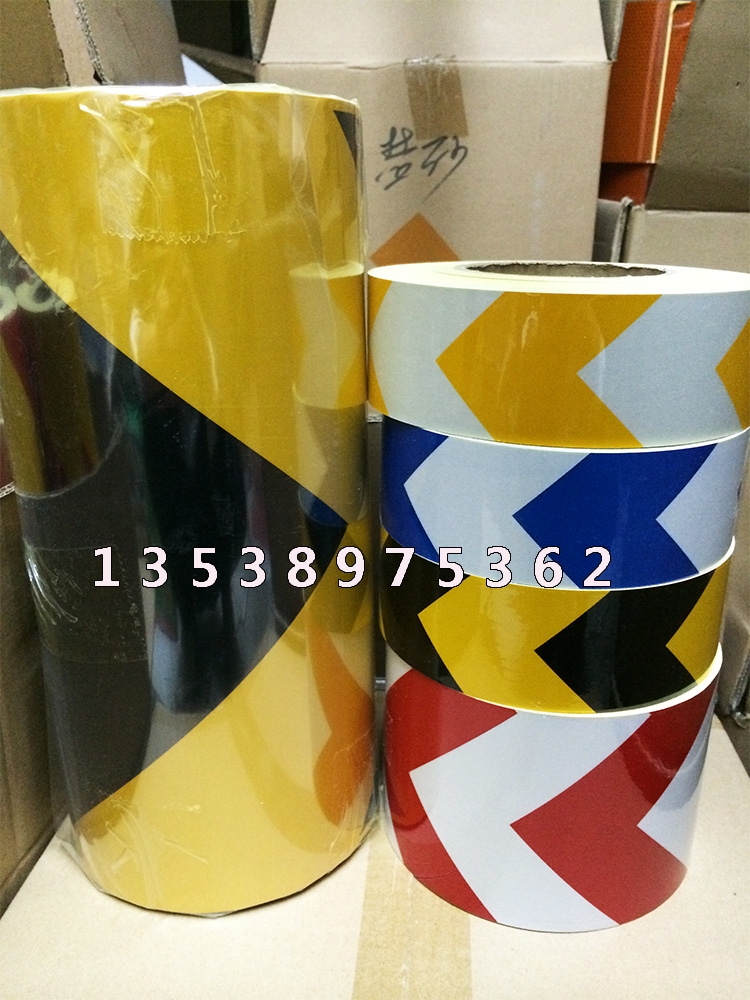 5cm Yellow Black and Reflective Film Sticker Traffic Warning anti - collision tape reflective slip land