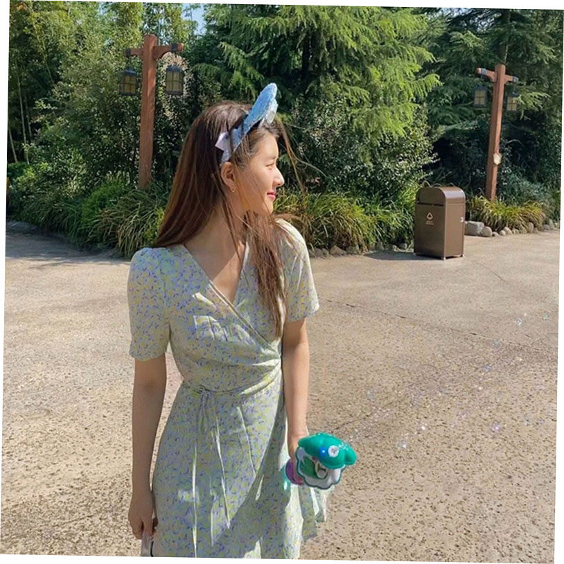 Sandro Duffy Zhao Lusch star with the same clothes fragmented flowers summer dress French sweet orange terrier