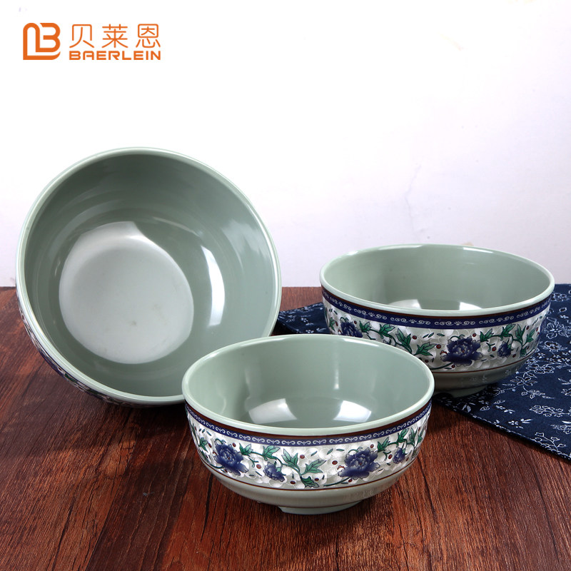 Food grade melamine bowl of blue porcelain bowl fast food bowl soup bowl porridge bowl plastic bowl commercial