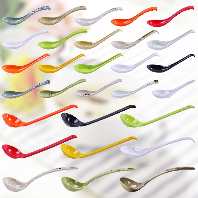 Melamine spoon color spicy hot soup spoon Chinese spice spoon imitation porcelain tableware long handle ramen spoon hook spoon plastic spoon