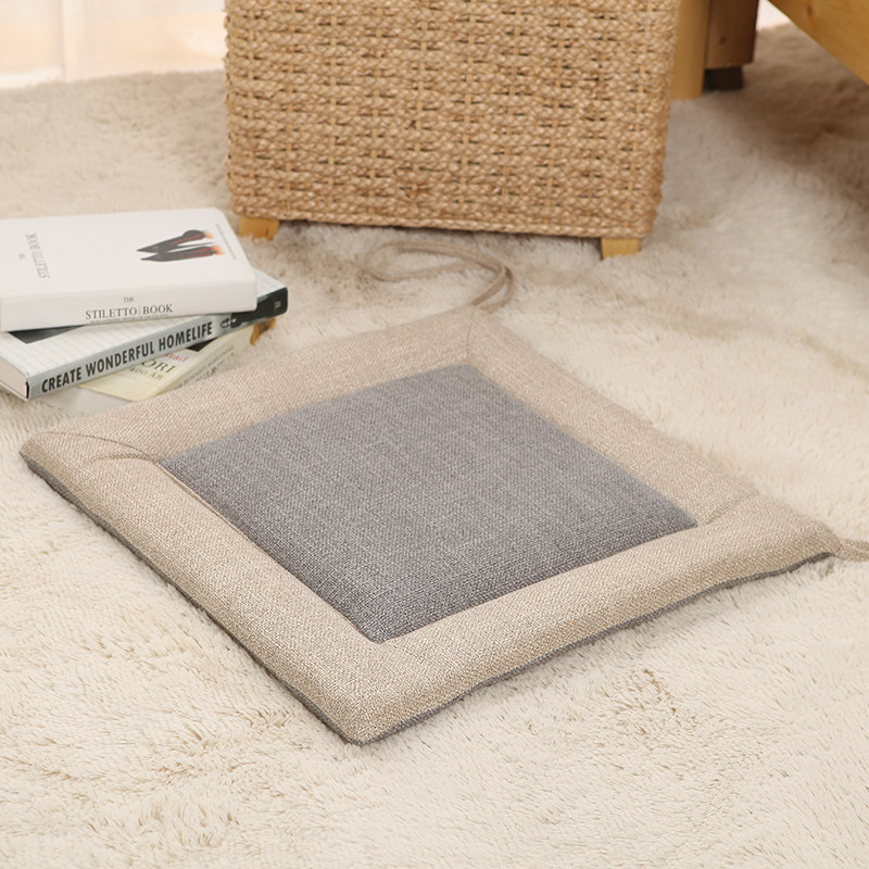 Japanese simple square linen cushion Warm winter breathable cushion Office chair cushion Dining chair Tatami cushion
