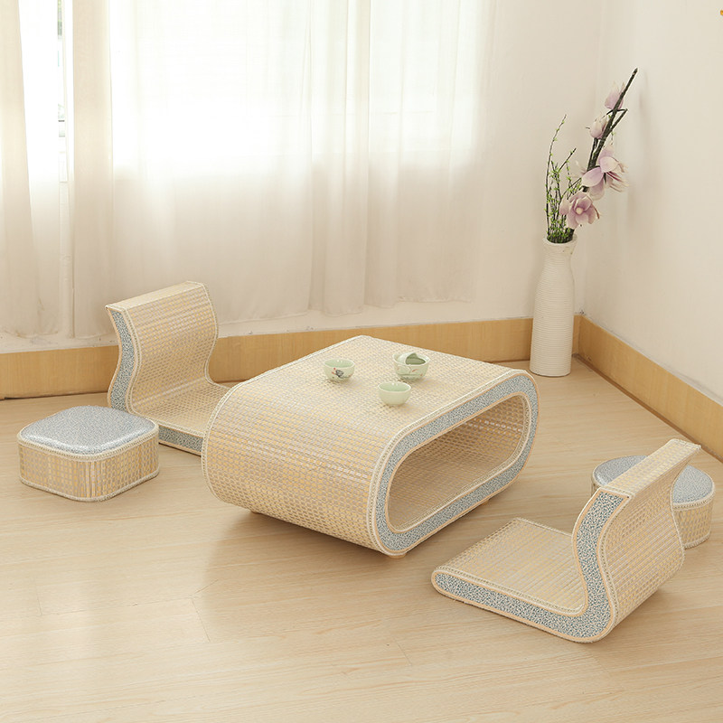 Short table European-style bamboo woven tatami tea table floating window small tea table Balcony Window Sill Table Terrace Table of a few