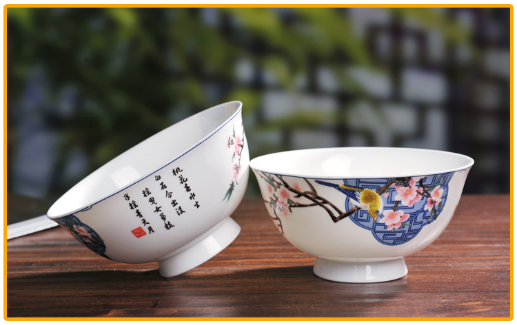 Jingdezhen bát cơm nhà xương Trung Quốc bát cơm bát nhỏ bát cao xương Trung Quốc bát bát thực tế bát bộ đồ ăn muỗng ăn cơm