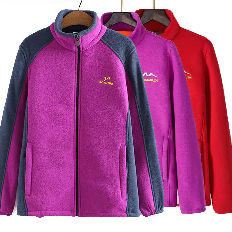 女性用厚手フリースジャケットトップス（フリース裏地付き）、春・秋・冬向けの新スタイル、お母さんや中高年の方に最適