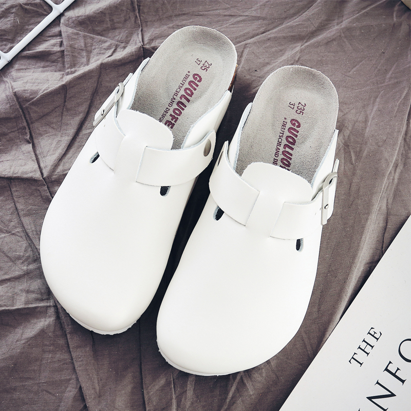 Baotou Slippers for Men, New Summer Versatile Flat Lazy Half-Slipper Cork Slippers, Couple Birkenstock Shoes for Men