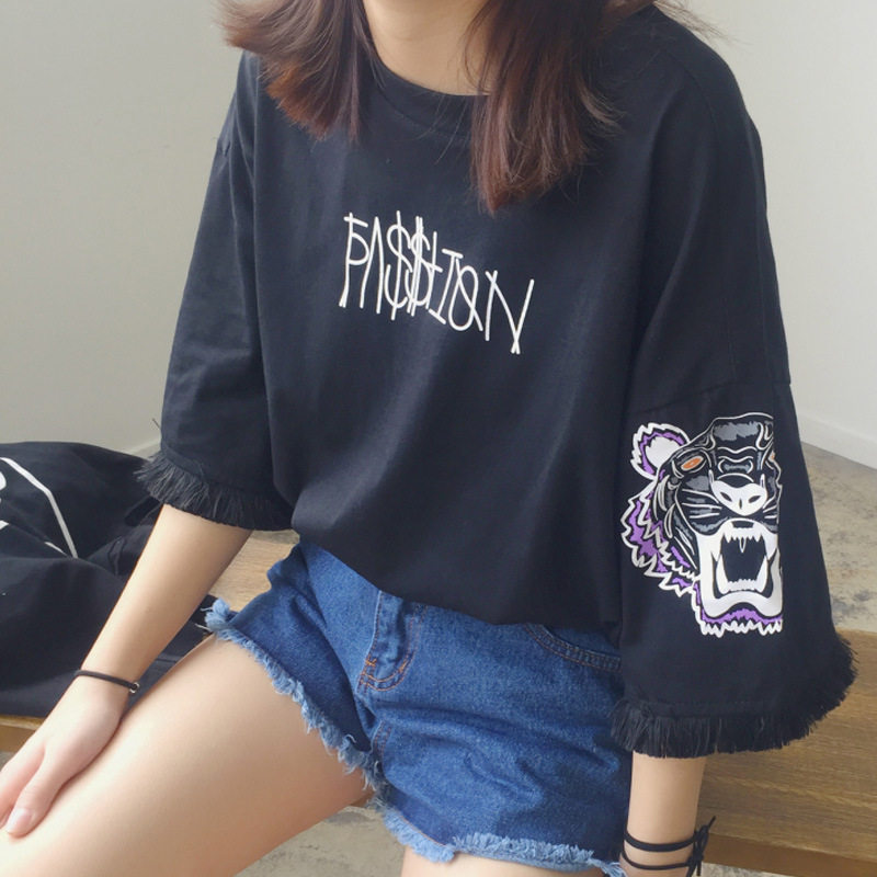 2018夏季新款女式韩版原宿bf短袖T恤女士宽松衣服女学生上衣