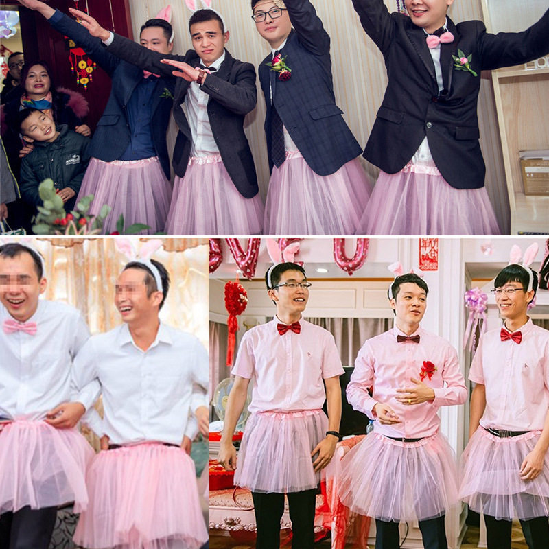 Rabbit ear swans pick up pro-traffic jam games performance props whole people groom groom group creative yarn dress fluffy dress