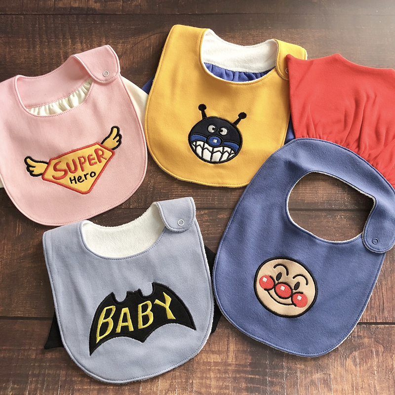 Bread Superman 360 Degrees Rotating Styling Saliva scarlet baby boy pure cotton bib Baby surrounding pocket for baby