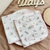 Брендовый марлевый детский носовой платок для умывания, детские влажные салфетки для лица, слюнявчик, в корейском стиле, цветочный принт