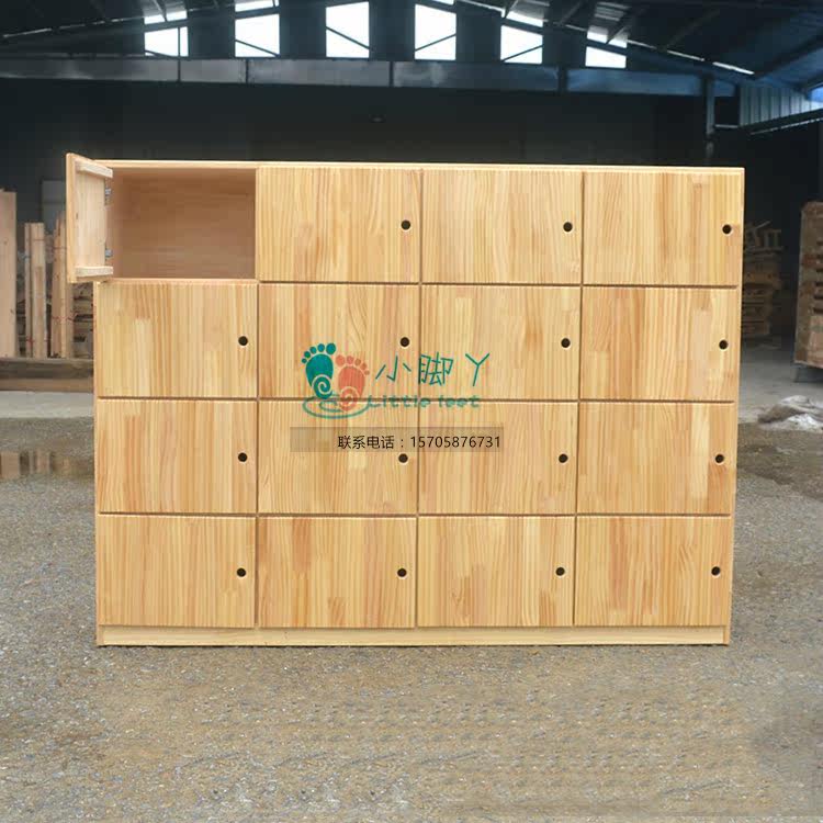 Kindergarten Solid Wood Wardrobe With Door Thickened Color Cartoon Digital Wardrobe School Bag Cabinet Multifunction Storage Cabinet