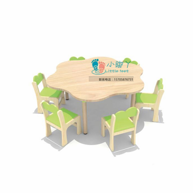 New kindergarten sub-game table Children's log plum-shaped game table handmade table Multi-layer board wooden desks and chairs