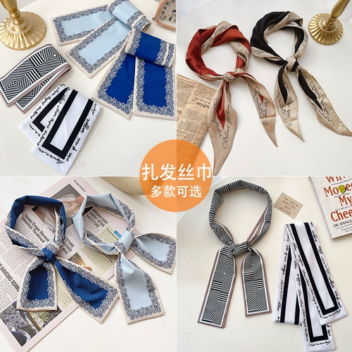 Ретро пряди волос, лента, повязка на голову, демисезонная милая резинка для волос, универсальный длинный аксессуар для волос, французский ретро стиль, Южная Корея