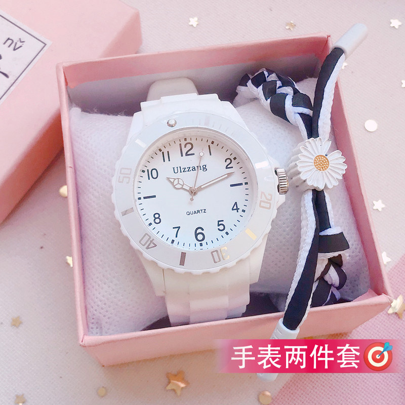 Exam watch female ins wind simple temperament Korean version of the primary school junior Middle School pointer type student waterproof quartz watch