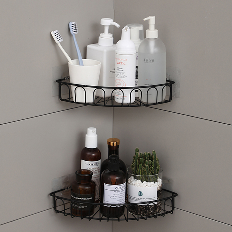 Powder room rack free punch bathroom triangle toilet corner wall-mounted stainless steel bathroom storage shelf