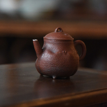 Sanshe Zhang Shilin pure handmade purple clay pot baked nail silver mouth kung fu teapot Japanese hand pinch retro smoked ball hole