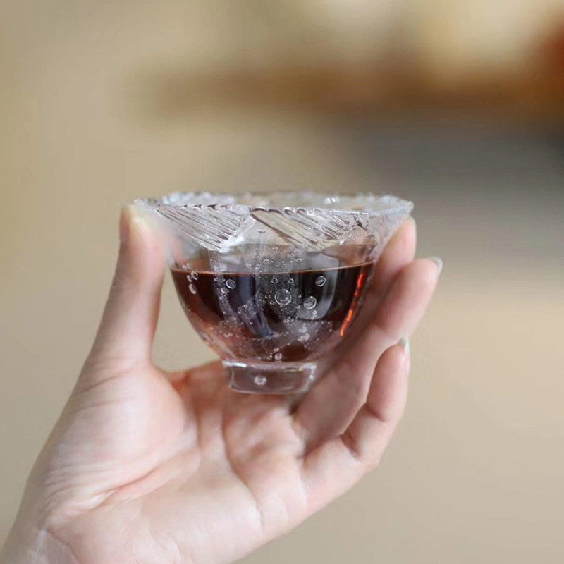 Wine wine cup owner glass pure hand-made non-Japanese high-foot heat resistant button glass Japanese crystal glass