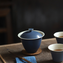 Yunbo workshop Jingdezhen full hand-made kiln secret color glaze Xuanqing series Cover bowl Jianshui