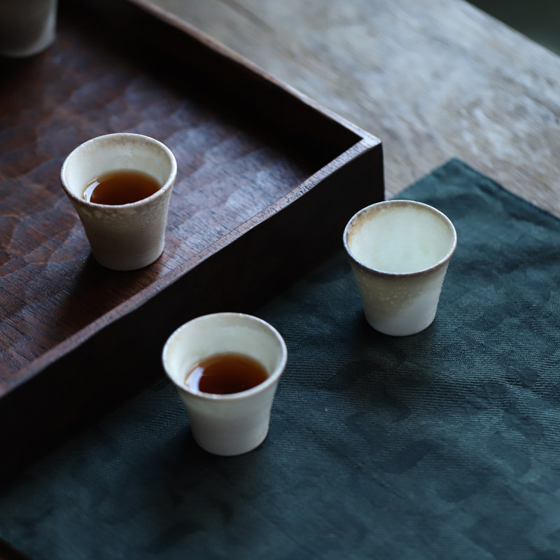 Muchen handmade wood burning master cup tea cup smelling incense cup naked Jingdezhen ceramic Chinese kung fu tea cup single