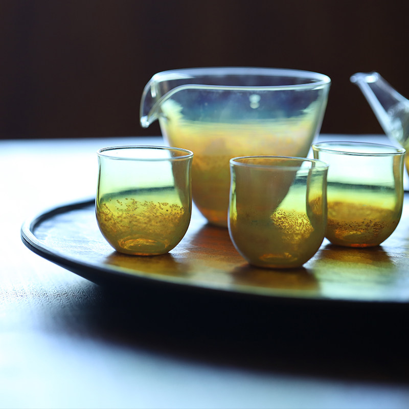 Twilight set thick 1 pot 1 male cup 5 cups side heating glass pot teapot high borosilicate Japanese glass heart glass