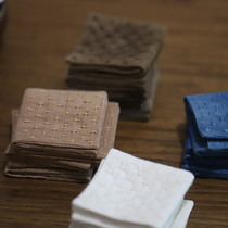 Plant dyed old cloth to make old quaint hand-stitched cotton linen tea towel Cup cushion tea ceremony accessories