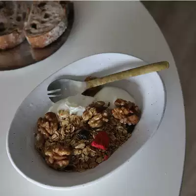 Jingdezhen hand-squeezed Japanese hem Oval high temperature coarse pottery tableware plate snack plate fruit plate flat plate