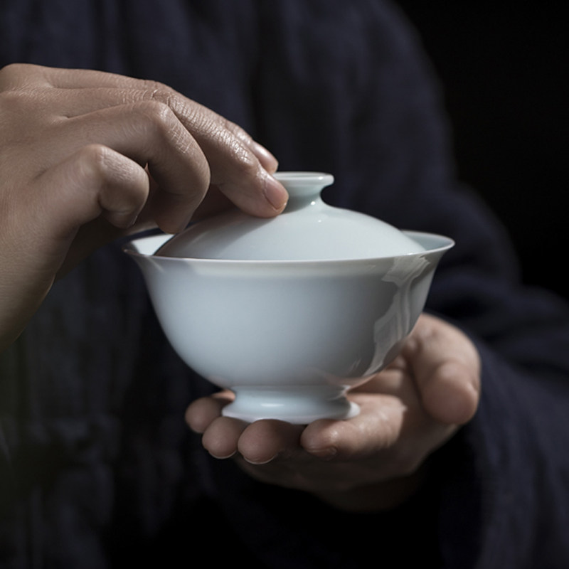 Jingdezhen pure hand-made cup of tea cup high temperature green white glazed ceramic cup cup small kung fu tea cup thin fetal