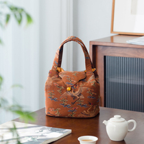Fragrant cloud yarn Xiangyun Rui Crane Elegant manual tea set accessories Containing Cloth Bag Portable Thickened Handbag