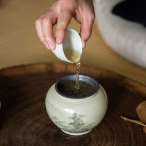 Jingdezhen hand-painted tea wash with lid retro build water filter tea residue cylinder water Meng small water pen wash fu tea furniture for household