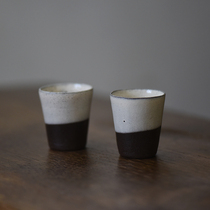 Sanshe hand pinch straight mouth Purple Sand Master Cup retro tea cup kung fu tea cup single cup coarse pottery Japanese handmade tea set