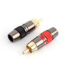 Pure copper gold-plated lotus head rca plug fever signal line connector audio line plug av line connector