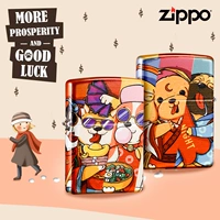 Zippo nhẹ hơn chính hãng Mỹ gốc sơn mờ màu tốt lành mong muốn món quà cá nhân sáu con chó - Bật lửa hột quẹt sạc điện