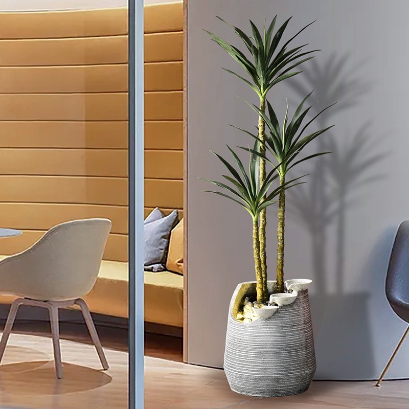 Simulation false tree potted plant floor pendulum piece setting living room home green plant decoration Nordic style minimalist flowing water building-Taobao