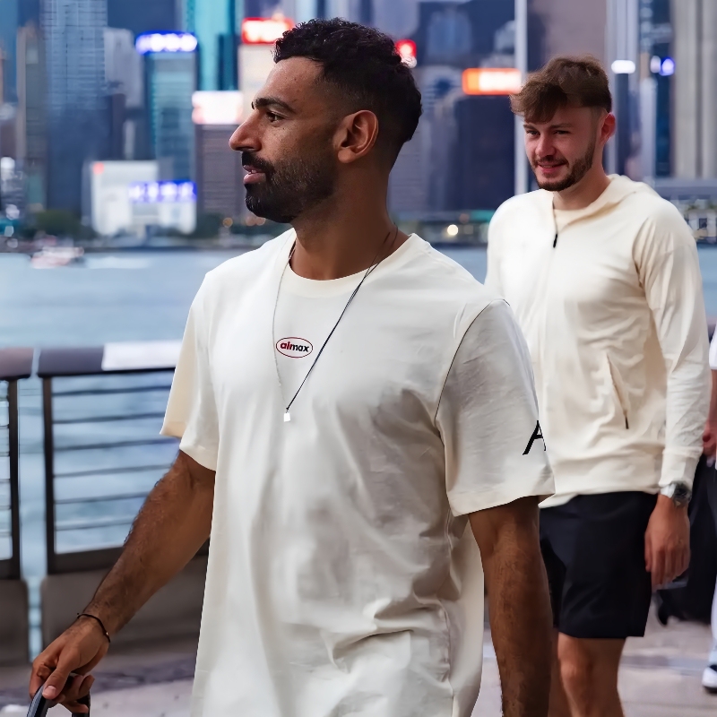 Red Army Hong Kong Tour Salah and Wijnaldum Same Style T-Shirt Unisex Heavyweight Oversized Half-Sleeve Sports Casual T-Shirt