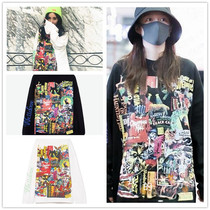  welldone graffiti posters Weiwei Yang power the same autumn and winter easing with long-style hip-hop lovers blouses