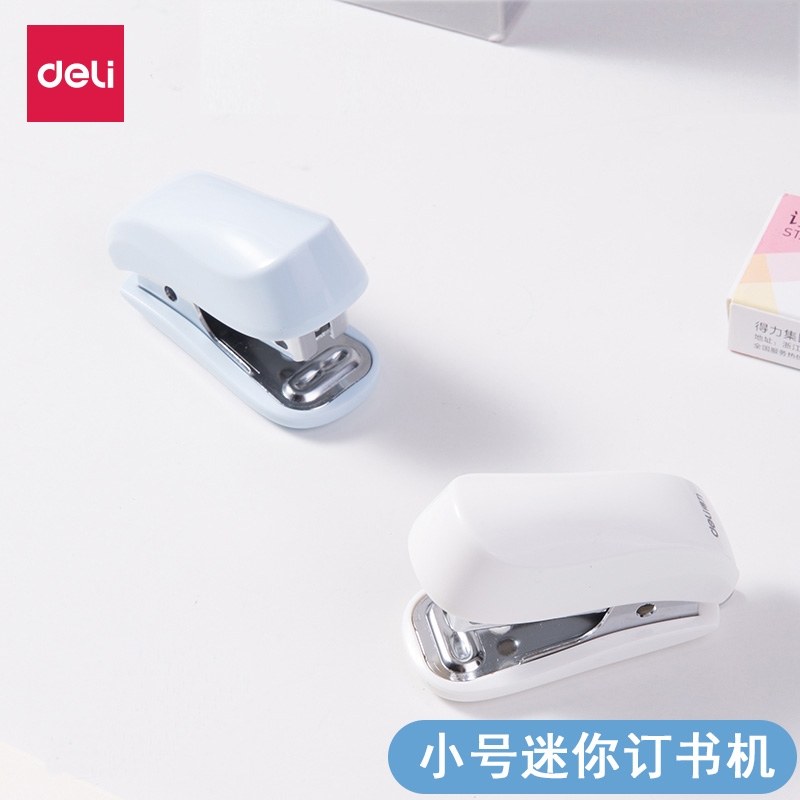 Deli 0235 mini stapler 20 pages to send 1 box of nail students cute binding office desktop supplies
