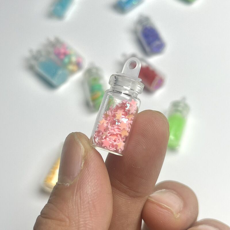 Mini Lucky Glass Bottle Small Wishing Bottle Keychain Pendant Empty Bottle Quicksand Bottle DIY Transparent Creative Accessory