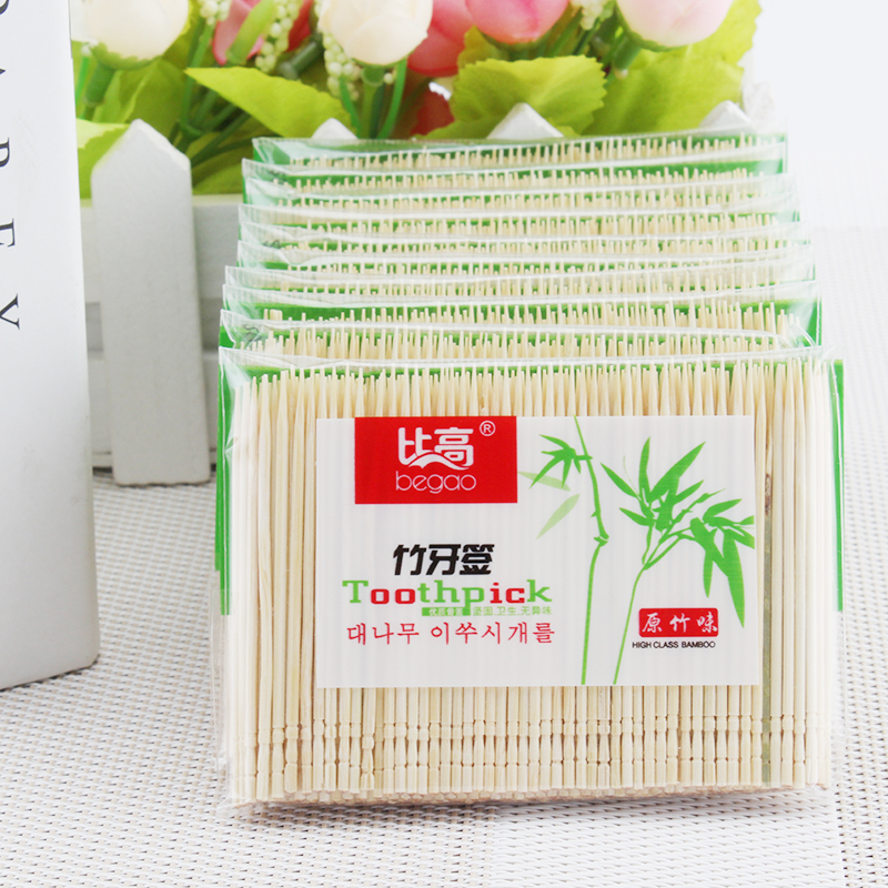 Creative Hotel Home Bamboo Toothpicks Disposable fruit toothpicks Toothpick Toothpicks Tool Single head fine toothpicks 200 load-Taobao