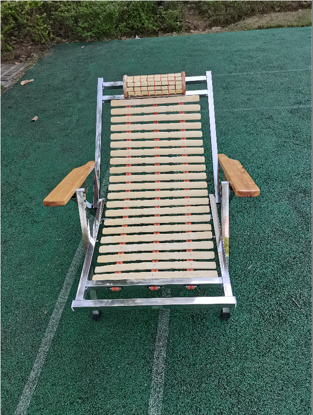 Stainless steel bamboo lounge chair folding chair bamboo lunch chair nap chair beach chair casual chair