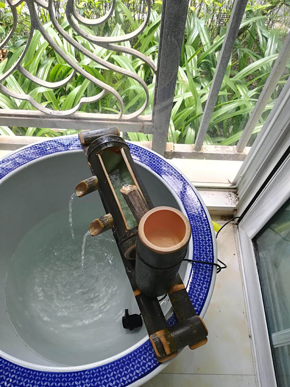 Bamboo running water fish tank filter bamboo tube running water fish tank stone trough fish pond decoration decoration bamboo filter