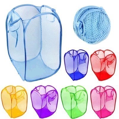 Full Size Color Net Dirty Laundry Basket Colorful folding dirty clothes basket clothes Dirty Laundry Containing baskets