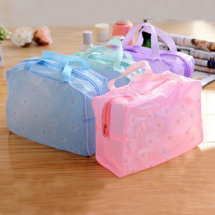 Full floral transparent waterproof cosmetic bag Women's cosmetics storage bag Wash bath supplies storage bag