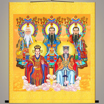 The Jade Emperor and Queen Mother the Sanqing Tianzun the Patriarchs statue the Jade Emperor the Yuanshi Tianzun the scroll hanging painting