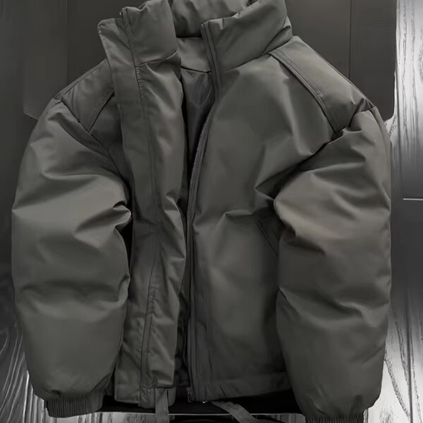 American-Style Simple Solid Color High-End down Jacket for Men, Winter Thickened, Cool and Trendy Brand, Versatile Dark Gray Cotton Coat American-Style Simple Solid Color High-End down Jacket for Men, Winter Thickened, Cool and Trendy Brand, Versatile Dark Gray Cotton Coat