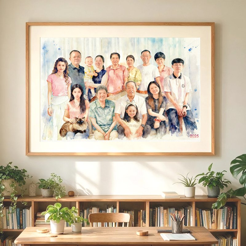 Hand-Painted Family Portrait, Watercolor Portrait, Group Photo of Multiple People, Real-Life Photo of a Family of Three Converted into a Character Portrait Oil Painting Hand-Painted Family Portrait, Watercolor Portrait, Group Photo of Multiple People, Real-Life Photo of a Family of Three Converted into a Character Portrait Oil Painting