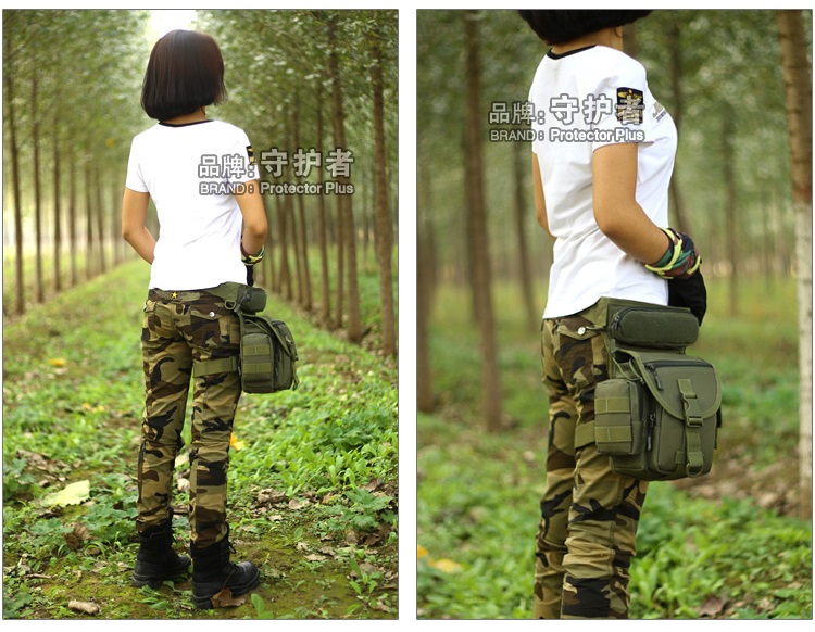 Chiến thuật người giám hộ túi thắt lưng quạt quân đội nam và nữ đa chức năng ngoài trời cưỡi đùi túi điện công cụ túi túi - Túi 	túi đeo hông nam da bò	
