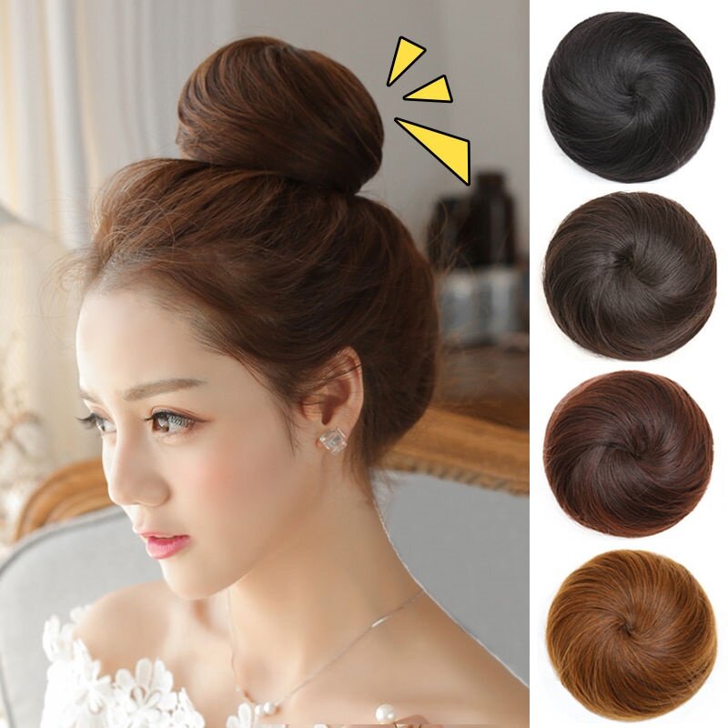 Real Hair Pellet head disc hairdresser wig head accessories Feminine Fluffy Natural Disc Hair bag Grip Pellet hair Circle Blossom Buds