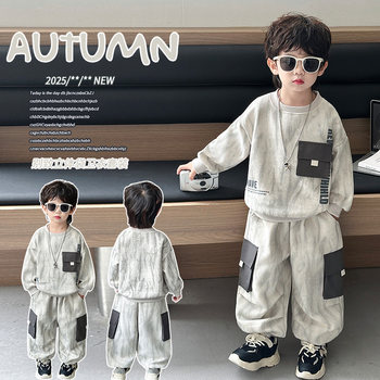 Boys' Sweatshirt Set Autumn 2025 New Stylish Pullover Long-Sleeve Children's Casual Jogger Pants for Spring and Autumn