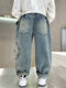 Boys' Jeans Spring and Autumn Outfit, Cool and Stylish Pants for Boys, 2025 New Style, Loose Long Pants for Older Children, Trendy Street Style for Kids